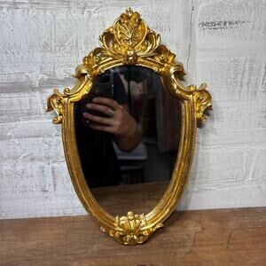 Decorative Gold Rococo Shield Wall Mirror